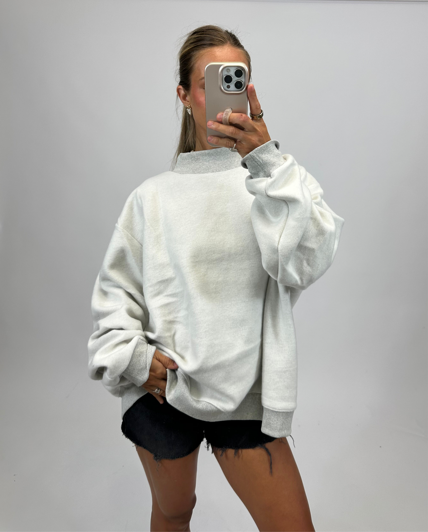 Solid Reversible Mock Neck Sweatshirt