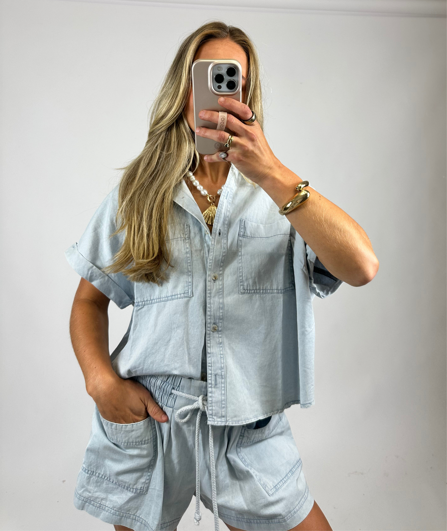 Seaside Breeze Chambray Top | August Moon Boutique