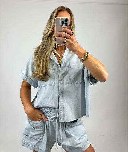 Seaside Breeze Chambray Top | August Moon Boutique