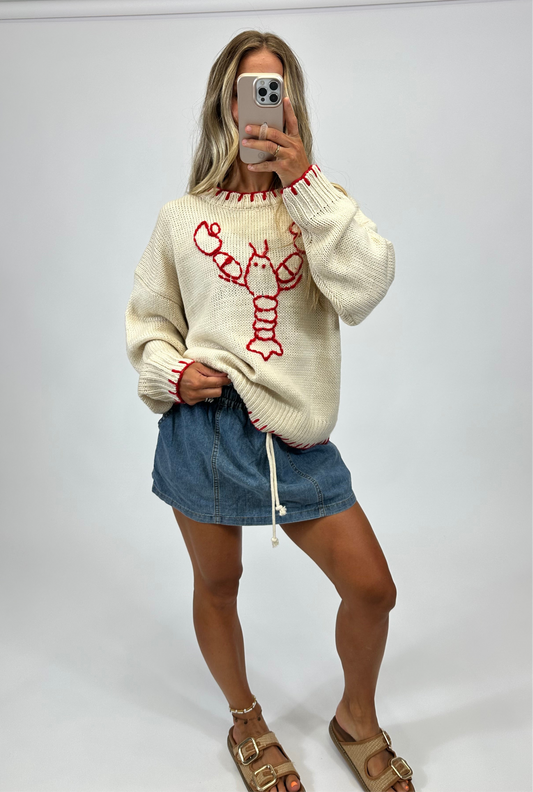 Lobster Love Sweater- Tan