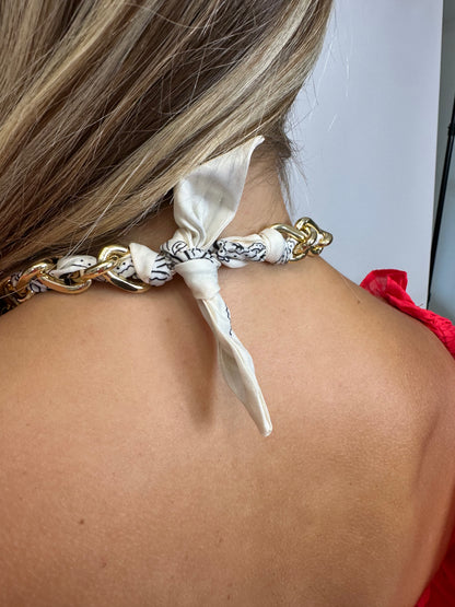 Golden Hearts Bandana Pendant Necklace