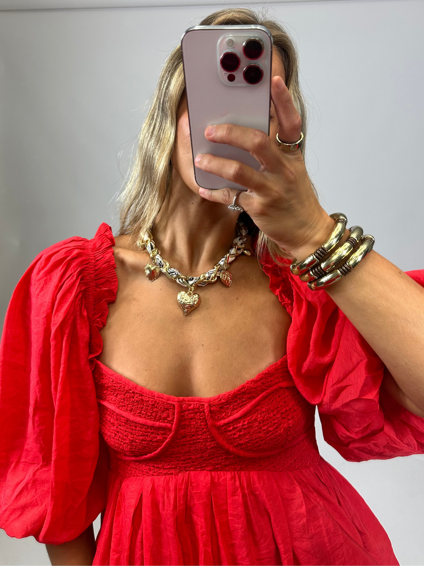 Golden Hearts Bandana Pendant Necklace