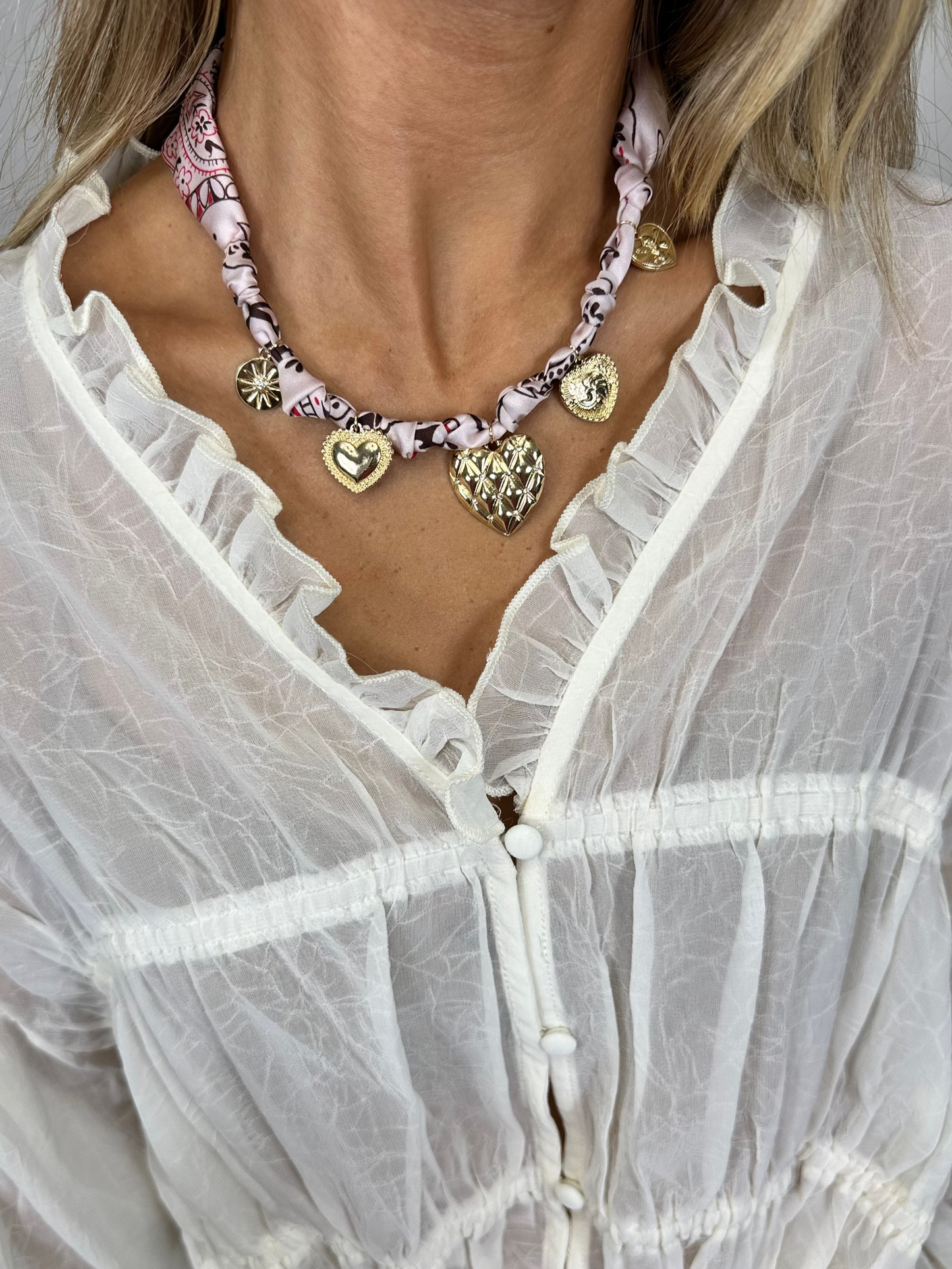 Blush Hearts Scarf Necklace