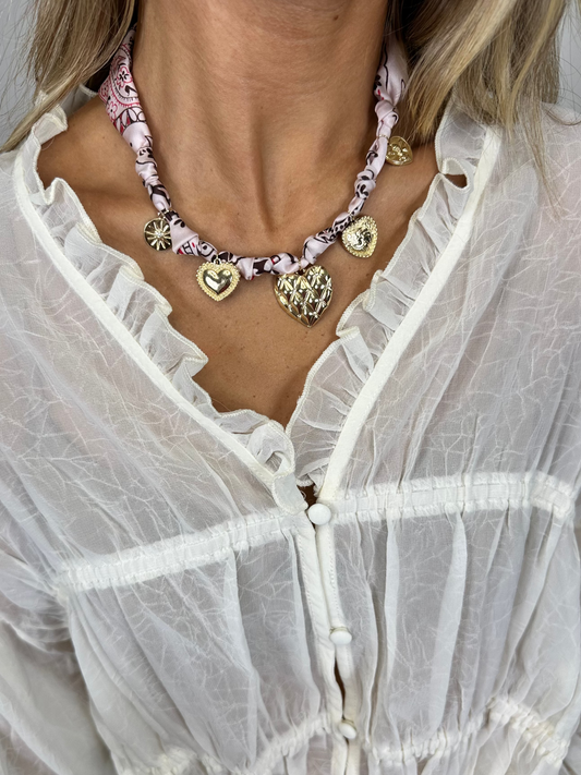 Blush Hearts Scarf Necklace