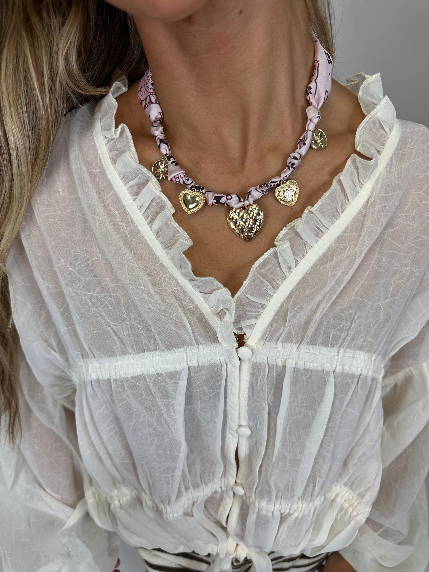Blush Hearts Scarf Necklace