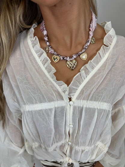 Blush Hearts Scarf Necklace