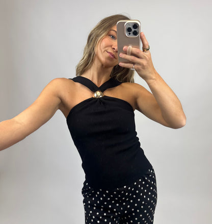 black halter top for women